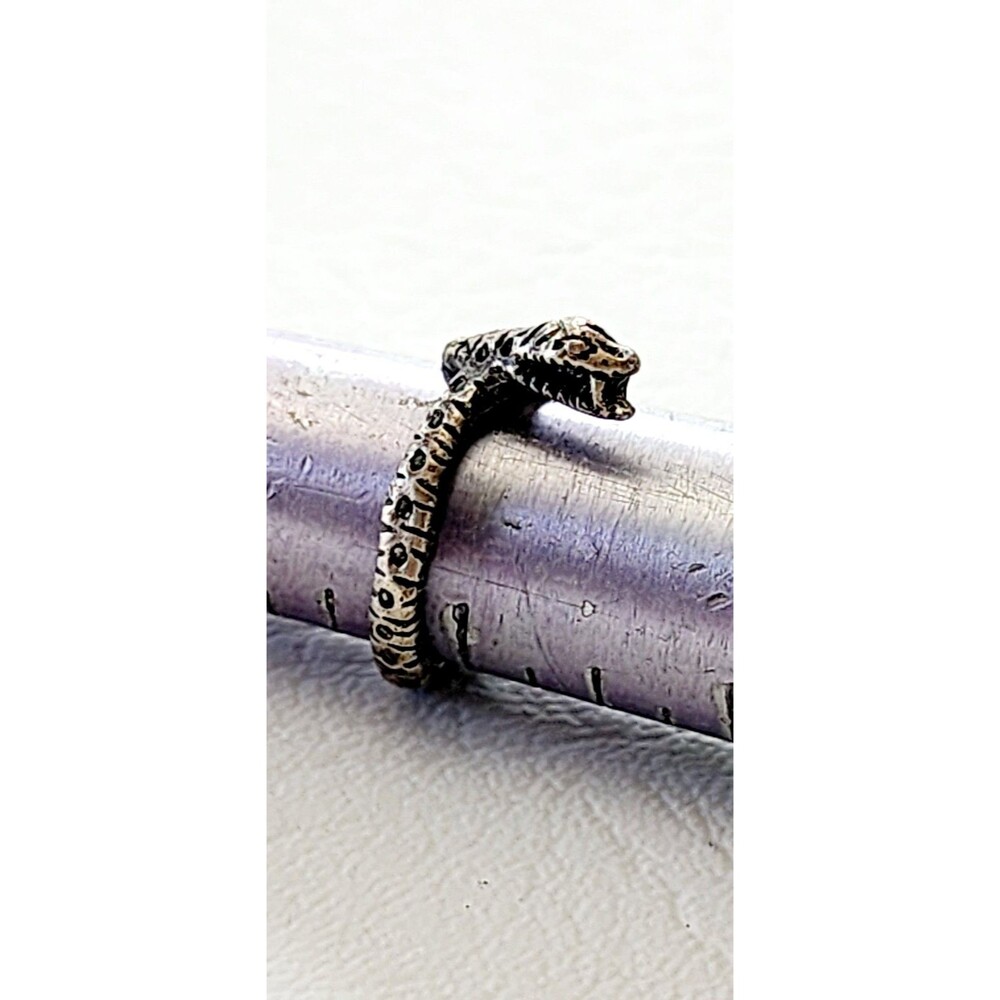 Vintage Sterling Silver Snake Cobra Ring Mexico 925 Size 5.75 Serpent